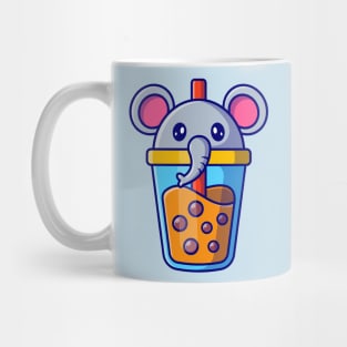 Cute Elephant Boba Milk Tea Cartoon Mug